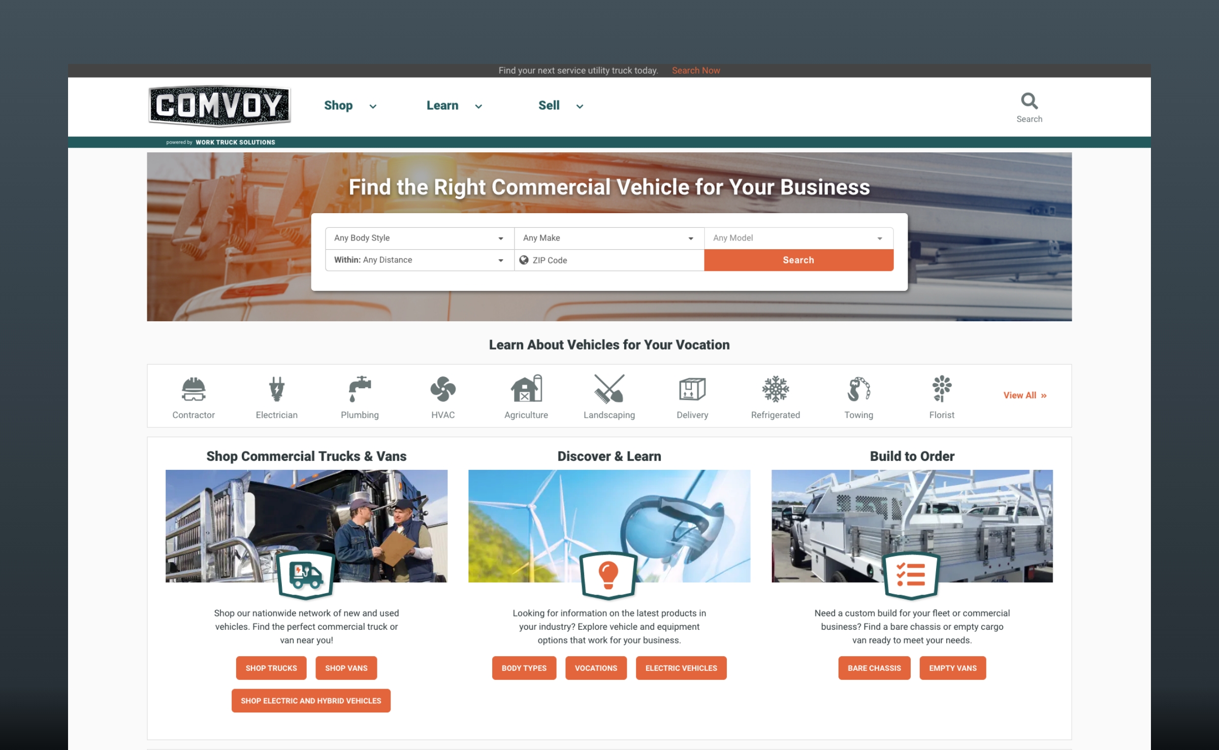 Old Comvoy homepage design