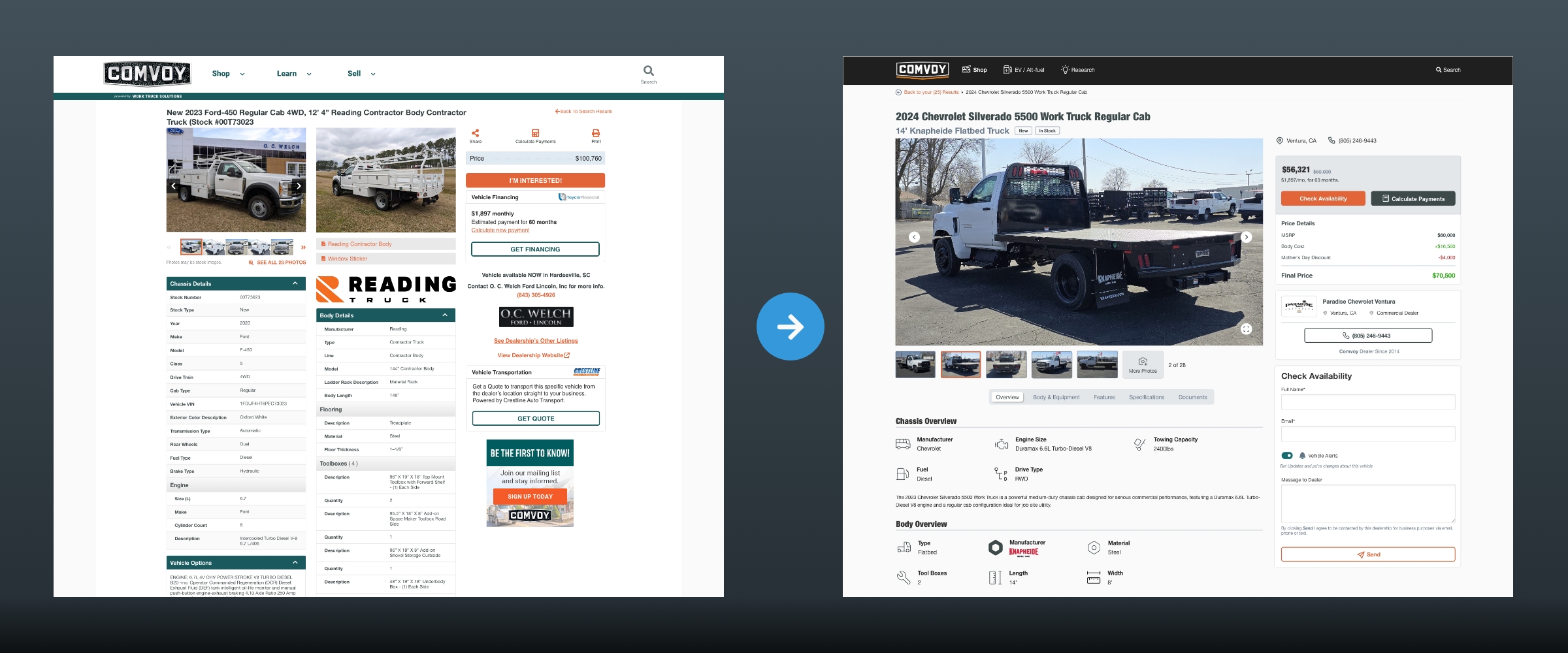 Comvoy Vehicle Detail Page